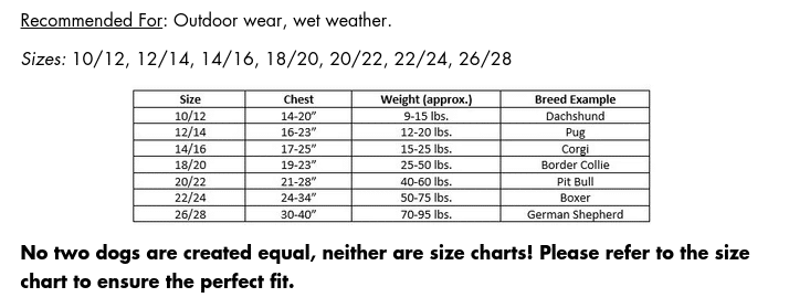 Size Chart for Dogs